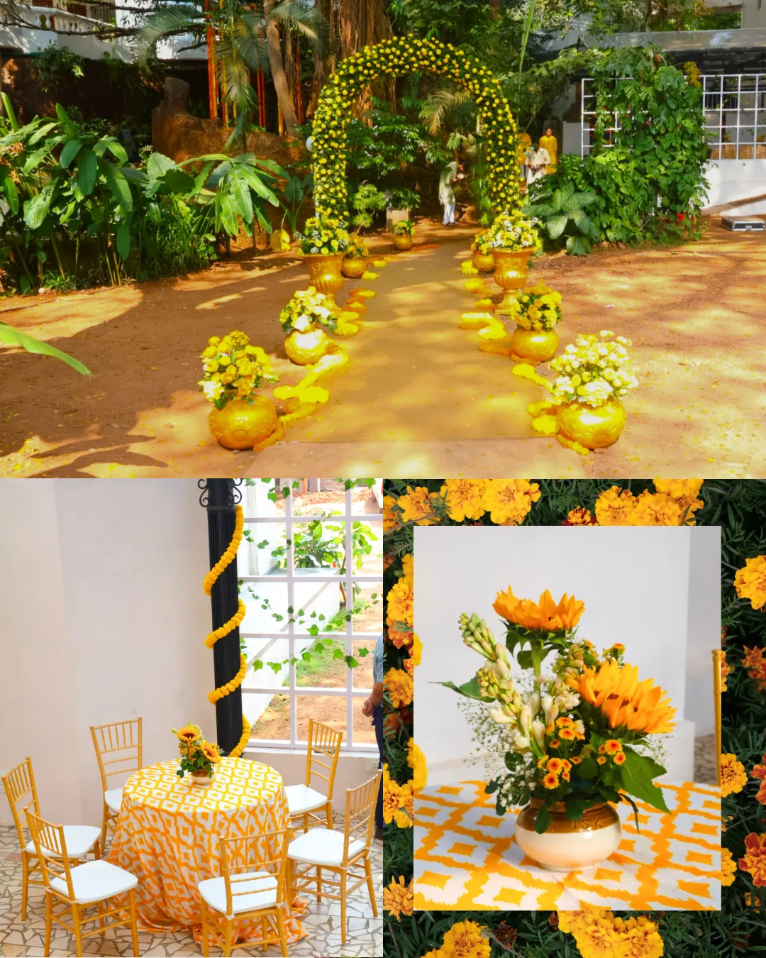 A sun-kissed phoolon ki Haldi with décor that bloomed in every corner 🌸🌞